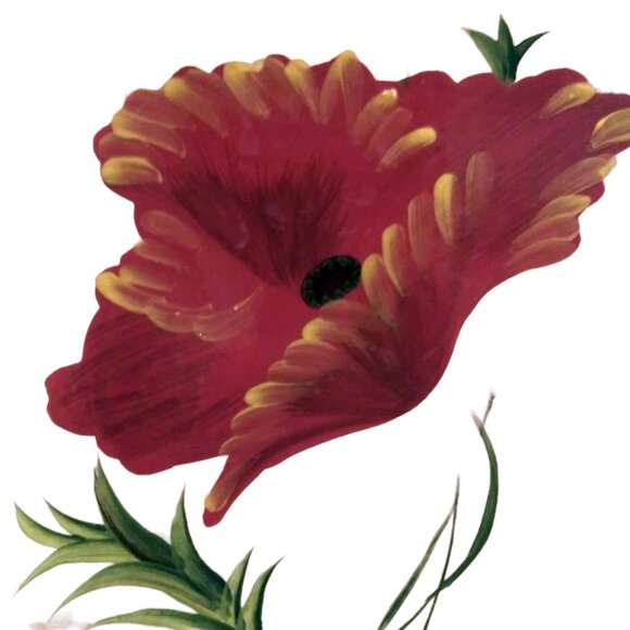 Pier 1 Square Poppies Salad Plate, Cottagecore Plate, Hand Painted Server Plate - Picture 3 of 11